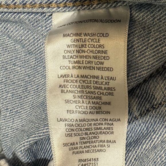 Crewel Embroidery Denim Trucker Jacket Size XL Flowers Bumblebees Cottage Core - Picture 12 of 13